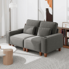 Chenille Deep Seat 2-Seater Sofa with Brushed Stainless Steel Cup Holders and 2 Decorative Pillows, Modern Cozy Loveseat for Living Room