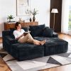 Oversized Double Chaise Lounge Corduroy Upholstered Boneless Couch Cloud Deep Seat Sofa