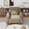Chenille Deep Seat Single Sofa Chair with Brushed Stainless Steel Cup Holder and Decorative Pillow, Modern Cozy Accent Chair for Living Room