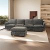 4-Seater Modern Beige Fabric Modular Cloud Sofa with Ottoman, Sectional Sofa, Chenille Cloud Couch Deep Seat for Living Room