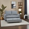 57.48" Big Size Sofa Bed Line Fabric Futon Couch with Adjustable Backrest, Modern Loveseat Sofa Sleeper for Living Room